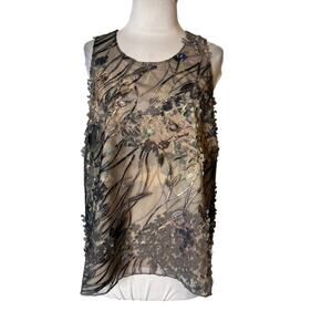 Lola & Sophie embroidered 3D floral tank top sz S